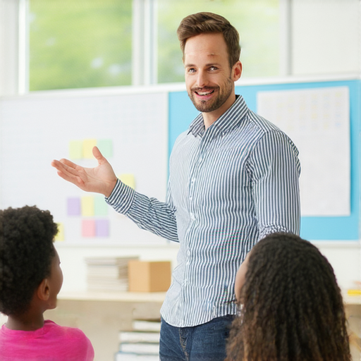 外籍英文老師在教室內與學生互動，專注於個別教學，提升英語水平，揭開學習秘訣，吸引學生立即預約一對一教學，讓英語學習更有效。