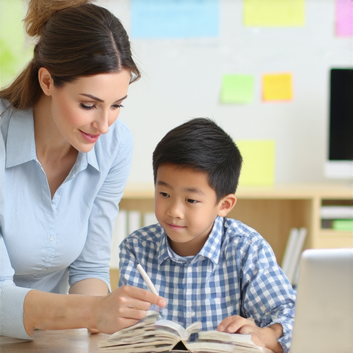 外籍老師與學生一對一學習英文的場景，顯示互動教學與語言交流，展現提升流利度的過程，吸引有意提升英語能力的學習者。