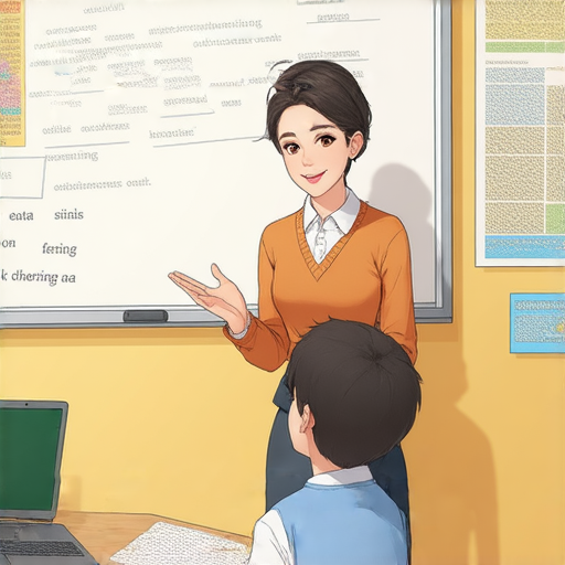 一位外籍老師與學生進行一對一的英語教學，主題為燕麥的英文，學生專心聆聽，課堂氣氛活躍，鼓勵學習探索新知識。