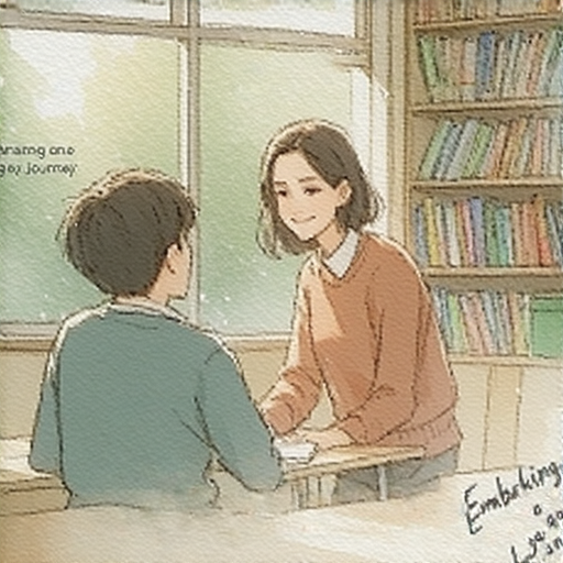 外籍老師與學生一對一學習場景，學生正在專注探索英文潛力，周圍環境交流氛圍良好，標題為開啟語言之旅，強調個性化英語學習體驗。