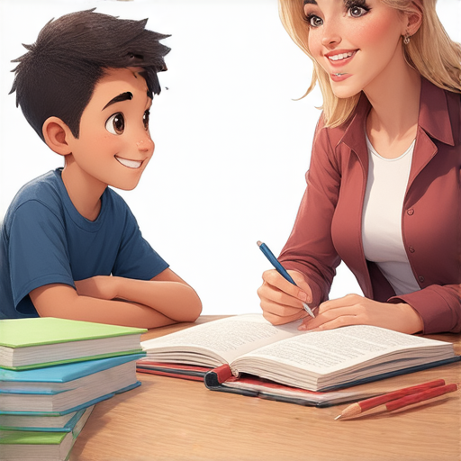 一位學生與外籍老師進行一對一英語會話，桌上擺放學習資料，顯示專注學習的氛圍，體驗流利英語交流的樂趣，解鎖您的英語學習之路。