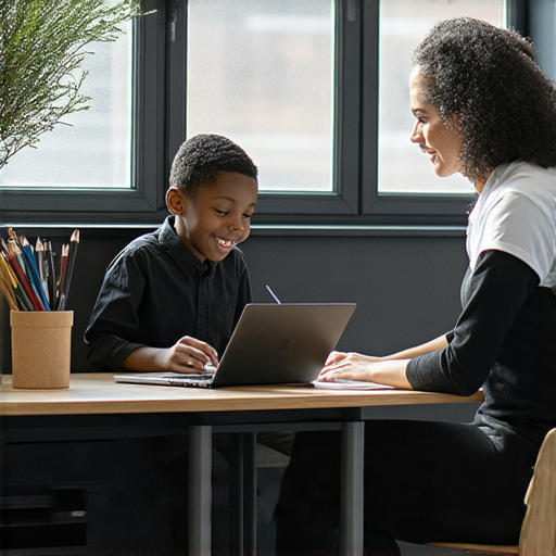 探索黑色英文和黑色素奧秘的圖片，展示外籍老師一對一教學環境，黑色主題的教學資料，學生專注學習的畫面，體驗英語學習的樂趣。
