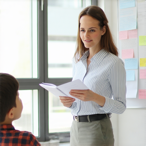 外籍英文老師進行一對一教學，學生專注學習流利英文，教室環境舒適明亮，展示互動的學習過程，開啟流利英文的新旅程。