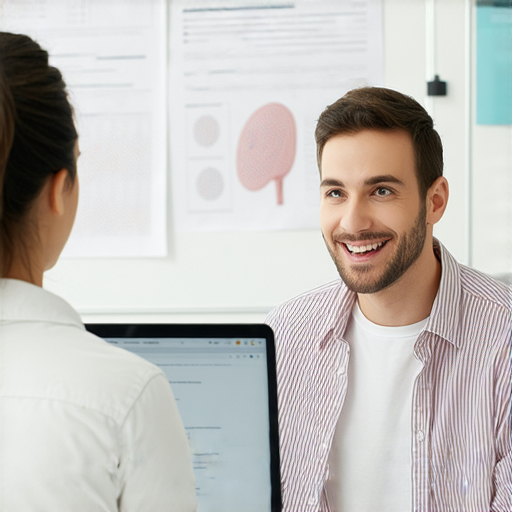 外籍老師一對一教學，學生在學習英文，專注於醫療表達，無憂肠胃炎問題，輕鬆溝通醫療疑慮，提升英語能力，促進健康理解。