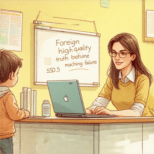 機件故障的真相揭秘圖示，外籍老師一對一教學提升英文能力，包含關鍵詞彙學習，展示學生與老師互動，學習氣氛活潑。