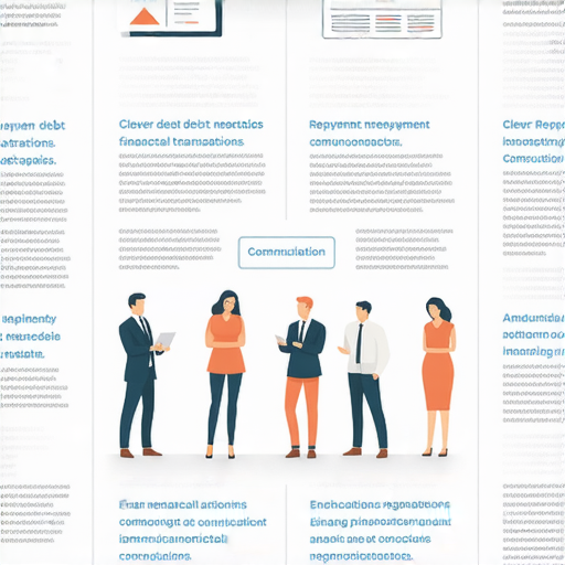 學會用英文巧妙還債的技巧，提升金融談判能力的插圖，展示多種有效的還款策略與溝通方式，旨在幫助讀者在金融交易中達成最佳結果。