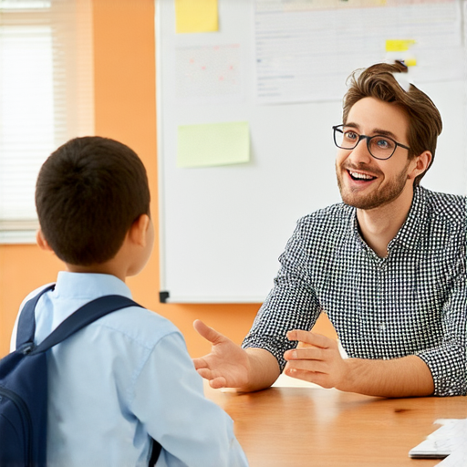 一位外籍老師與學生進行一對一的英文演講訓練，學生自信地表達。背景展示教學環境，強調掌握英文演講技巧的重要性。