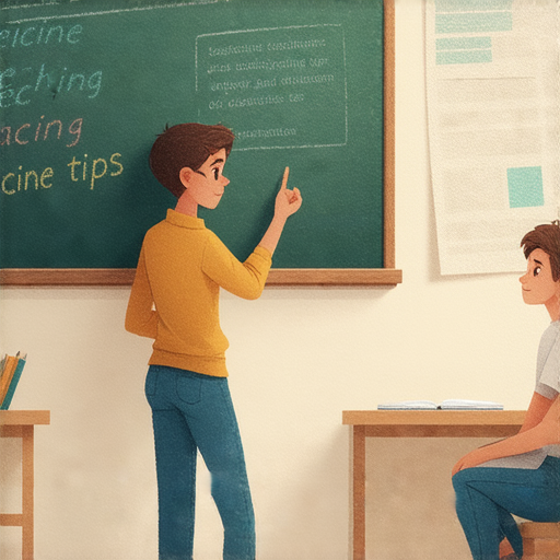 一位外籍老師與學生進行一對一英語學習，老師在黑板上展示高效教學秘訣，學生專注聆聽，強調克服英文學習痛點的重要性，創造良好的學習氛圍。