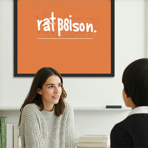 一對一外籍老師教學場景，學生專注學習，背景顯示「老鼠藥」的英文翻譯，強調語言學習與專業教學，吸引對提升英文有興趣的學員。