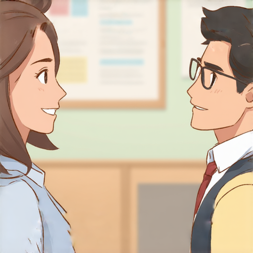 一位外籍英文老師和學生互動，面對面進行對話練習，展示自信流利的口語交流，背景是教室內的學習環境，突顯學習英語的重要性和有效性。