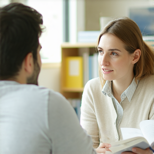 外籍老師一對一教學場景，學員專心聆聽，氛圍輕鬆，立即體驗沙英文魅力，助你流利開口，提升英文溝通能力。