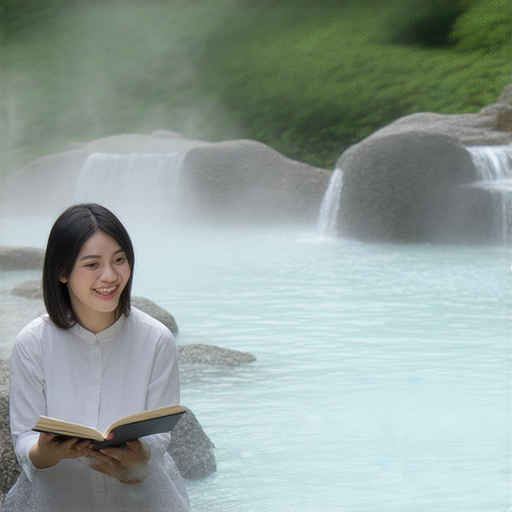 探索泡溫泉的英語世界，學生與外籍老師進行一對一學習，專注提升英語能力的場景，背景中可見溫泉設施，學生面帶微笑，展現學習的樂趣。