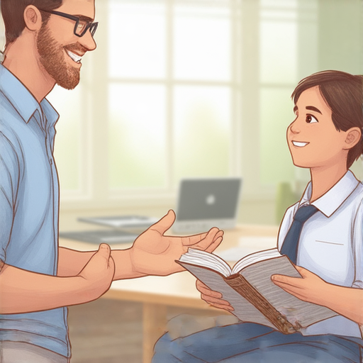 一位外籍老師正在與學生一對一互動，教授用英文形容漂亮的詞彙，教室環境輕鬆愉快，學生專注學習，展現出學習英文的樂趣與效果。