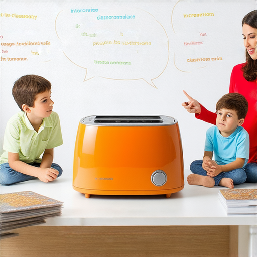 掌握烤麵包機的英文術語，外籍老師教學，學生積極互動，烤麵包機使用技巧分享，流利對話練習，英文學習氛圍輕鬆愉快。