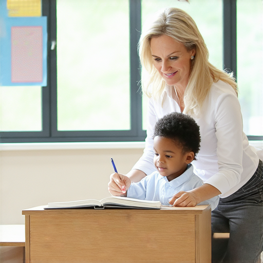 一位外籍老師正與學生進行一對一的英語教學，教室內環境舒適明亮，學生專注學習，體驗閃亮英文的魅力，展現英語學習的樂趣與成效。