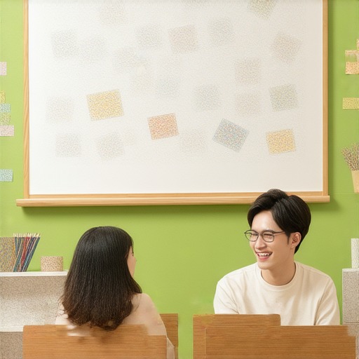 一對一外籍教師課程，學生與外籍教師互動學習，提升英語流利度，探索夢想學習之旅，背景顯示教室環境，課程資料和學習工具，展示學習熱情和成長。