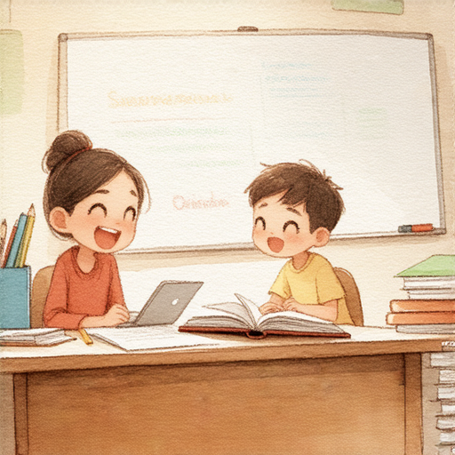 外籍老師一對一課程，學員在課堂上積極互動，發現學習英文的魅力，顯示愉悅的學習氛圍與語言交流的精彩時刻。