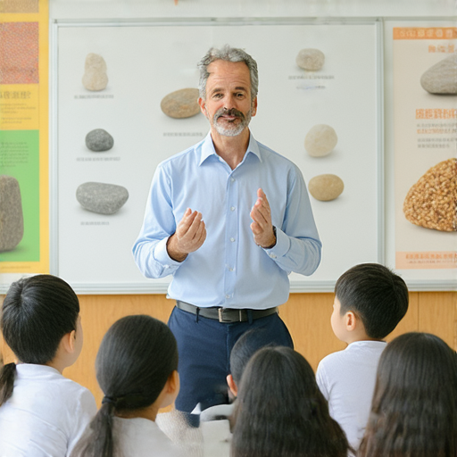 外籍英文老師介紹砭石的療效，學生專注聆聽，學習中西醫結合的知識，探索中醫文化的奧秘，並邀請立即預約一對一課程。