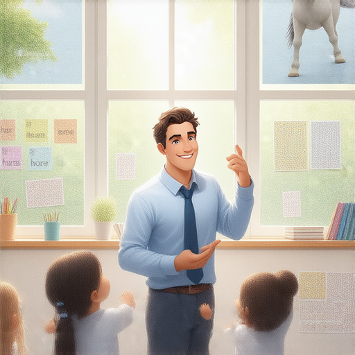 外籍老師教學生學習馬的英文，課堂上充滿互動與趣味，讓學生輕鬆掌握英語單字，避免冷場。