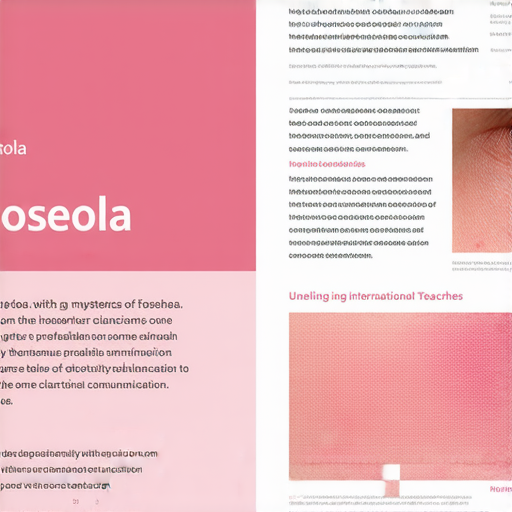 揭開玫瑰的奧秘，圖片顯示玫瑰疹的特徵與症狀，強調疾病的英語名稱及重要性，並促進預約外籍老師進行一對一教學。