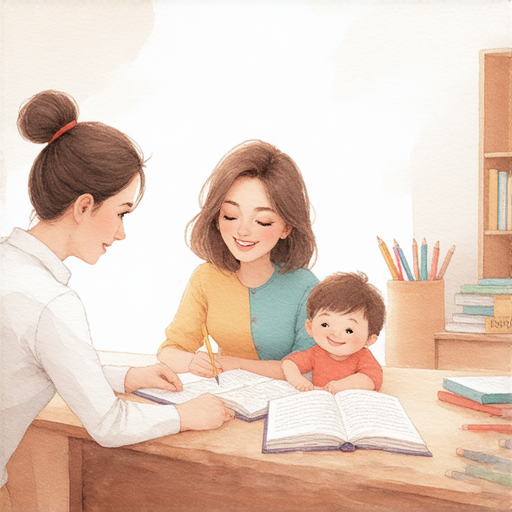 探索母子關係的深度與魅力的外籍教師進行一對一英語教學課程，展現溝通與互動的快樂時光，幫助母親與孩子共同學習和成長。