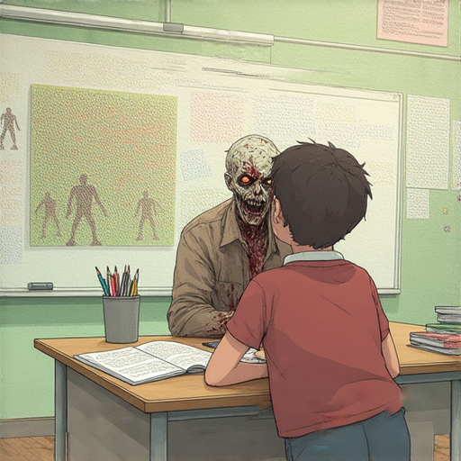 殭屍英文挑戰主題活動，外籍老師一對一教學場景，學生專注學習英語，提升口語能力，讓英語生動不死，歡迎參加。