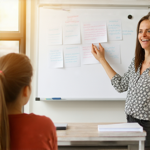 一位外籍老師與學生進行一對一的英語教學，學生專注學習，老師熱情指導，強調破除學習瓶頸，提升英文能力的過程，展示有效的學習環境。