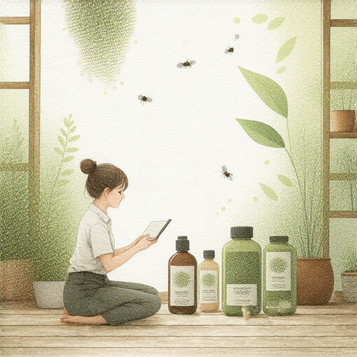 樟腦的用途展示圖，介紹如何利用樟腦的特性進行家庭護理和除蟲，搭配外籍老師一對一英文教學的場景，強調學習與自然療法的結合。