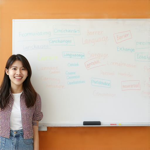 一位學生與外籍老師進行一對一的英文學習，展示語言交流的熱情和自信，打破盛氣凌人的阻礙，提升英語能力。