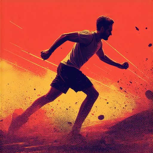 插圖展示一個人經歷過山車般的運動訓練過程，背景是運動場景，強調運動致勝法與連續違反的真相，傳達努力與挑戰的精神。