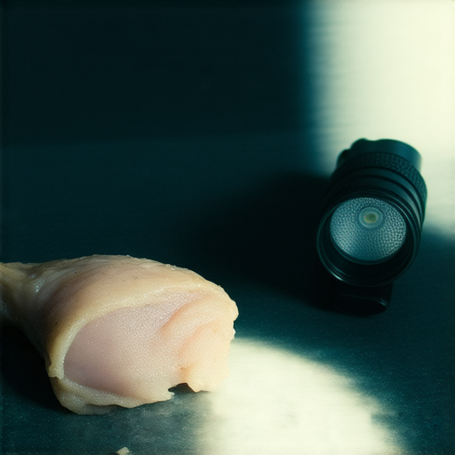 離婚背後真相的圖片，展示雞腿與電筒的意象，象徵隱藏的秘密與人生轉折，探討夫妻關係與情感的微妙部分，了解不為人知的故事與不幸的真相。
