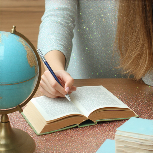 外籍老師一對一指導，學生專注學習流利英文，身旁有珠片裝飾，展現學習的環境與氛圍，開啟語言之旅的好機會。