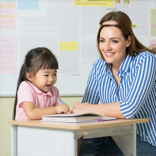 突破語言界限的教學場景，外籍英文老師一對一指導學生學習英語，學生表現出輕鬆自信的樣子，體驗高效的英文學習方法。