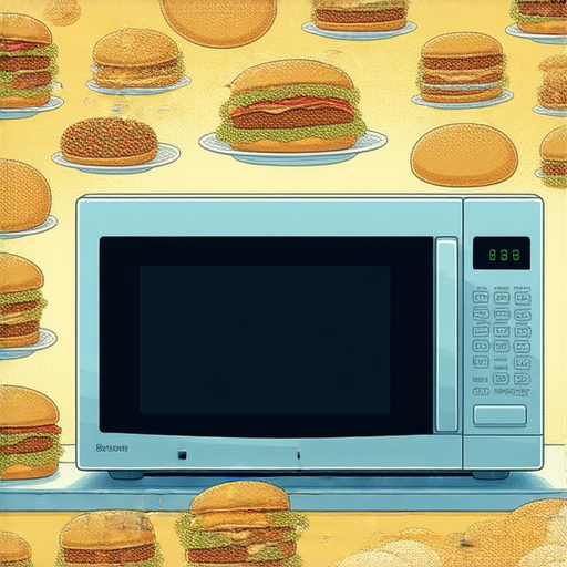 揭示微波爐背後的心理秘密，展示其如何影響我們的情緒與思考，圖片中包含微波爐、食物和人類情感的象徵元素，呈現科技與心理的交互作用。