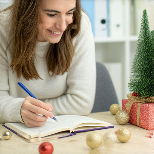 外籍老師一對一教學場景，學生積極學習聖誕英文，桌上擺放聖誕裝飾，氛圍熱烈，標題強調節日用語的掌握，展現輕鬆學習的環境和外籍教師的專業。