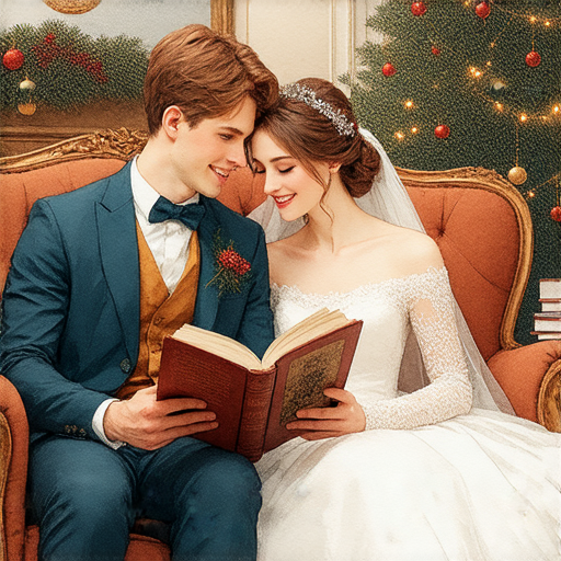 新婚夫婦在英國享受節日季節的日常生活，同時探索昆蟲知識的書籍，背景是溫馨的居家環境，體現英語世界的獨特文化和生活方式。