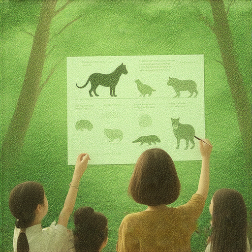 發現肉食性動物的秘密，外籍英文老師帶領學生深入探索，進行一對一英語教學的場景，學生與老師互動學習，激發對自然和語言的熱情。