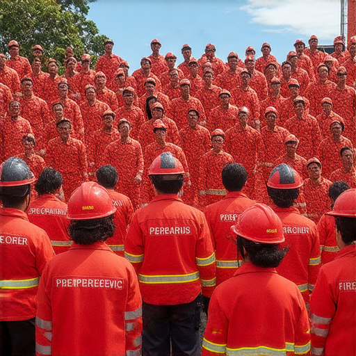 火警演習中的參加者學習緊急救援關鍵詞，專注於安全與英文能力提升，展現團隊合作與應變意識，讓每個人都能面對突發狀況不再害怕。